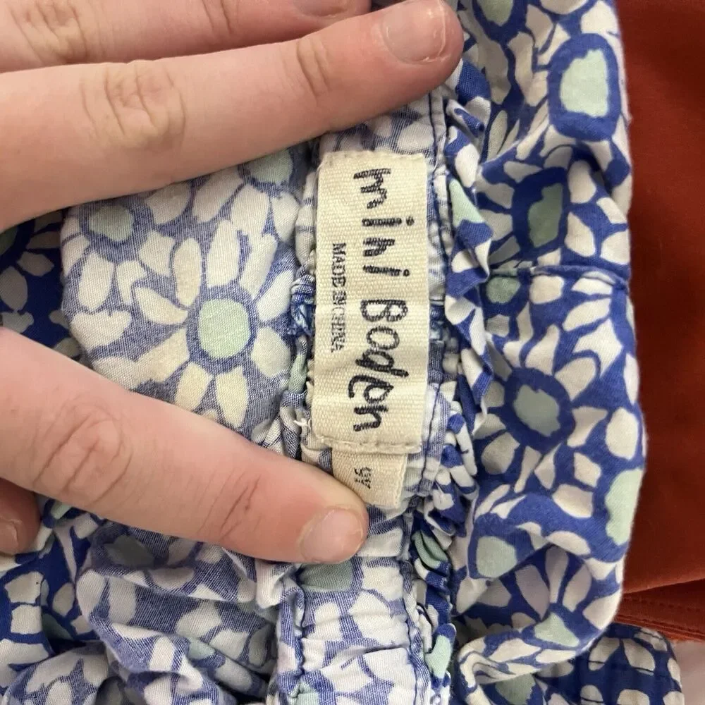 Mini Boden Blue Floral Girls Shorts 9Y Cotton Pull-On Mini Cottagecore